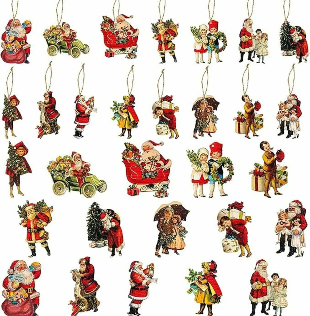 46 Pcs Christmas Victorian Style Wood Ornaments - Image 1