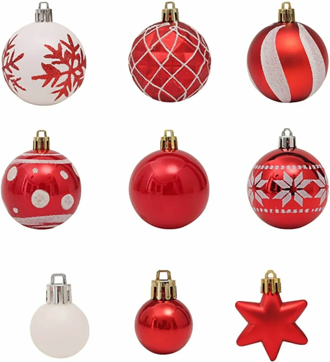 Xmas Baubles, 42pcs Red and White Christmas Tree - Image 3
