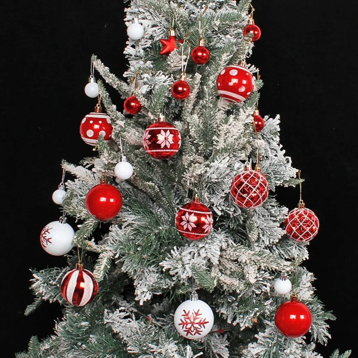 Xmas Baubles, 42pcs Red and White Christmas Tree - Image 4