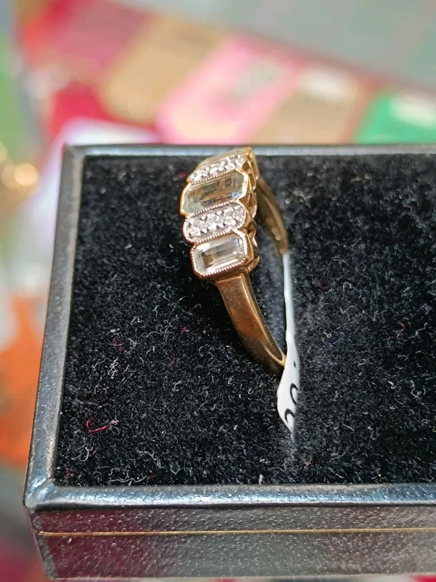 Vintage Green Amethyst & Diamond Ring,9k Gold - Image 3