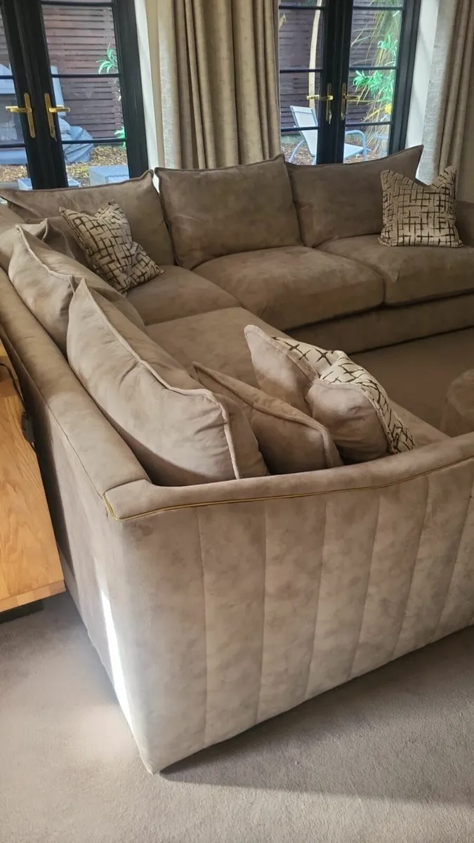 Zola Corner couch  & Round silver Foot stool - Image 3