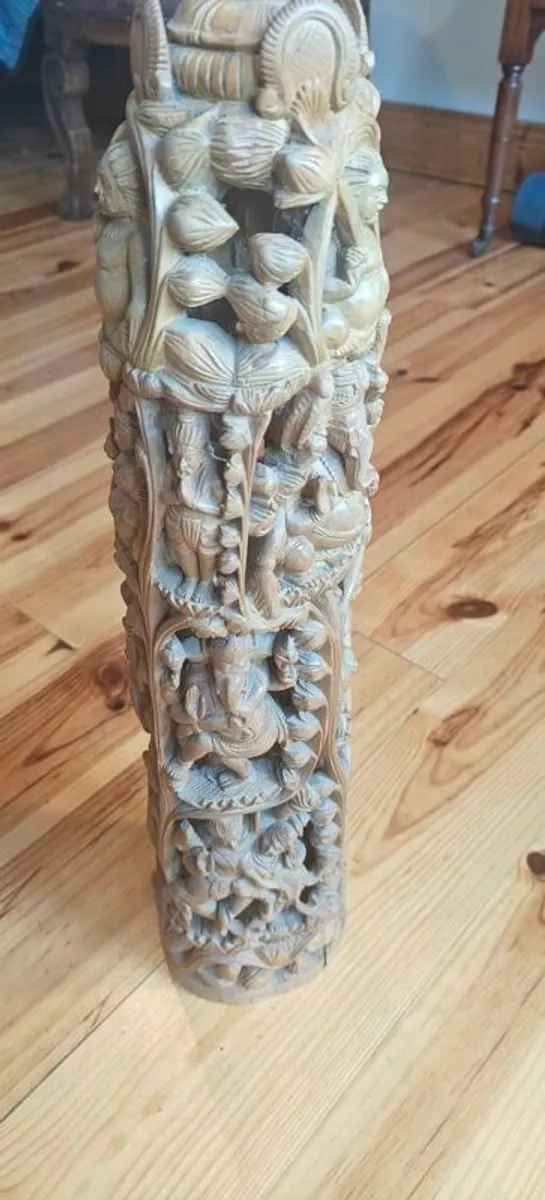 Hand-carved Indian wooden sculpture - Image 1