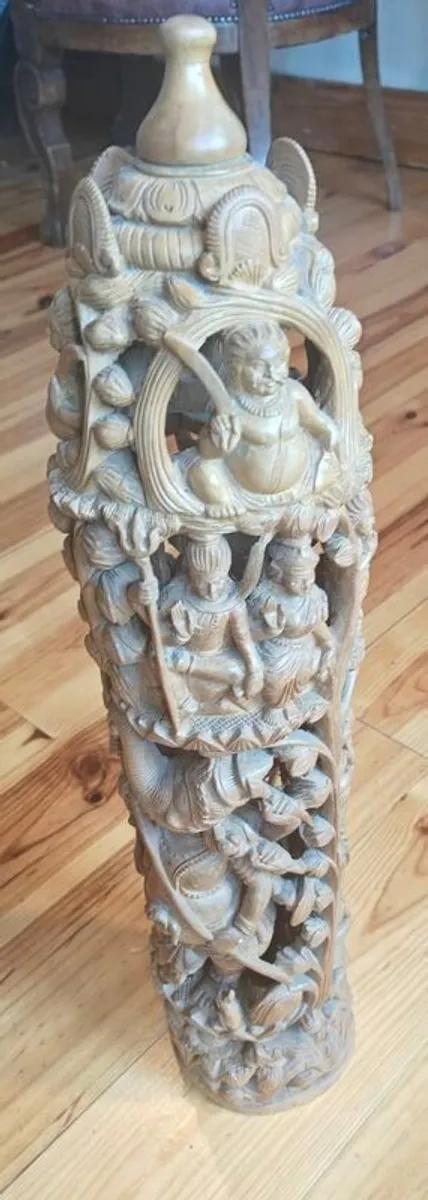 Hand-carved Indian wooden sculpture - Image 2
