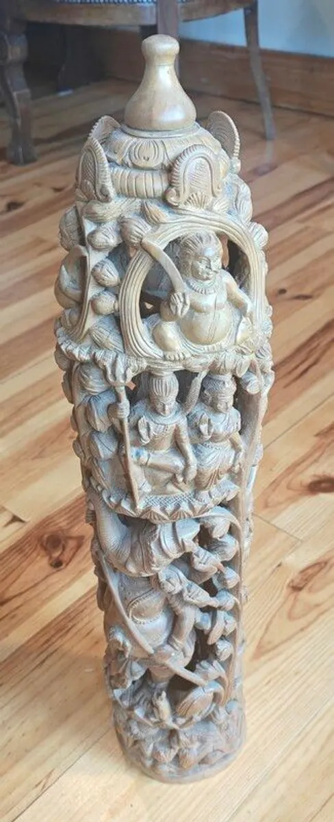Hand-carved Indian wooden sculpture - Image 3