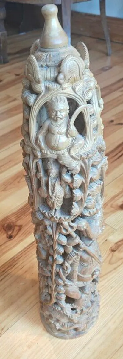 Hand-carved Indian wooden sculpture - Image 4