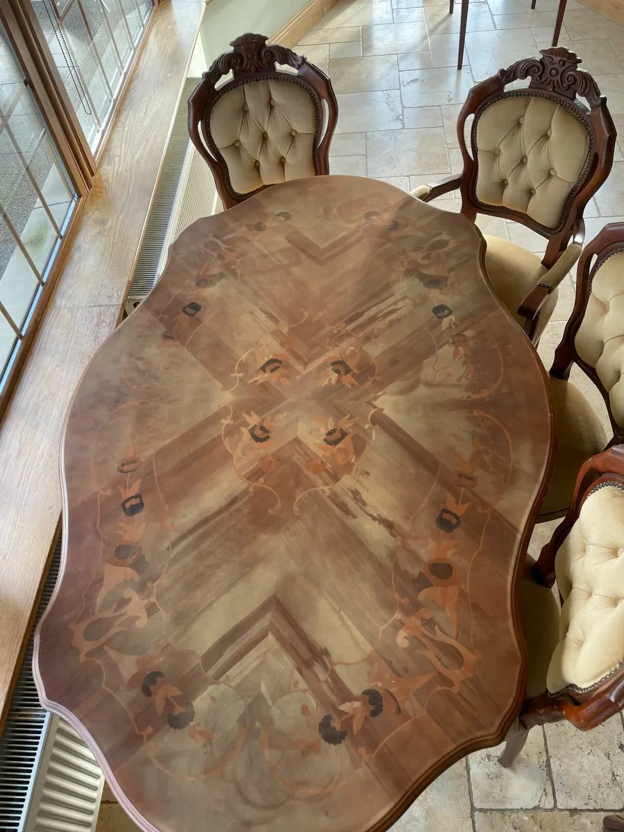 Antique Table with 6 Chairs - Image 4