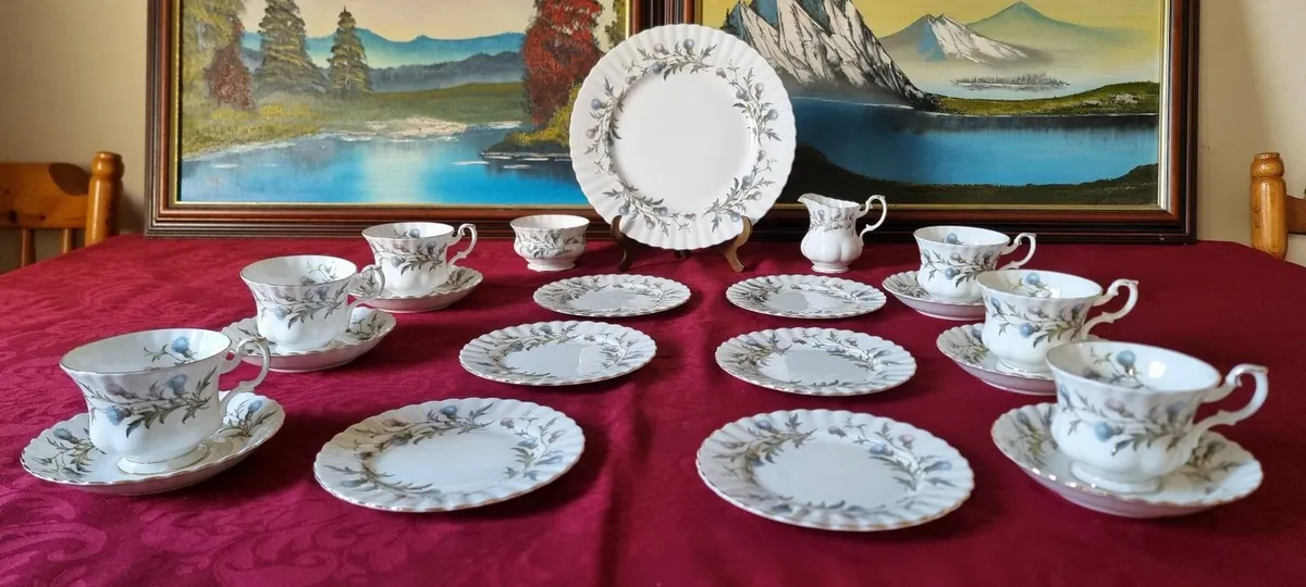 21 Pc. Royal Albert Brigadoon Bone China Tea Set - Image 3
