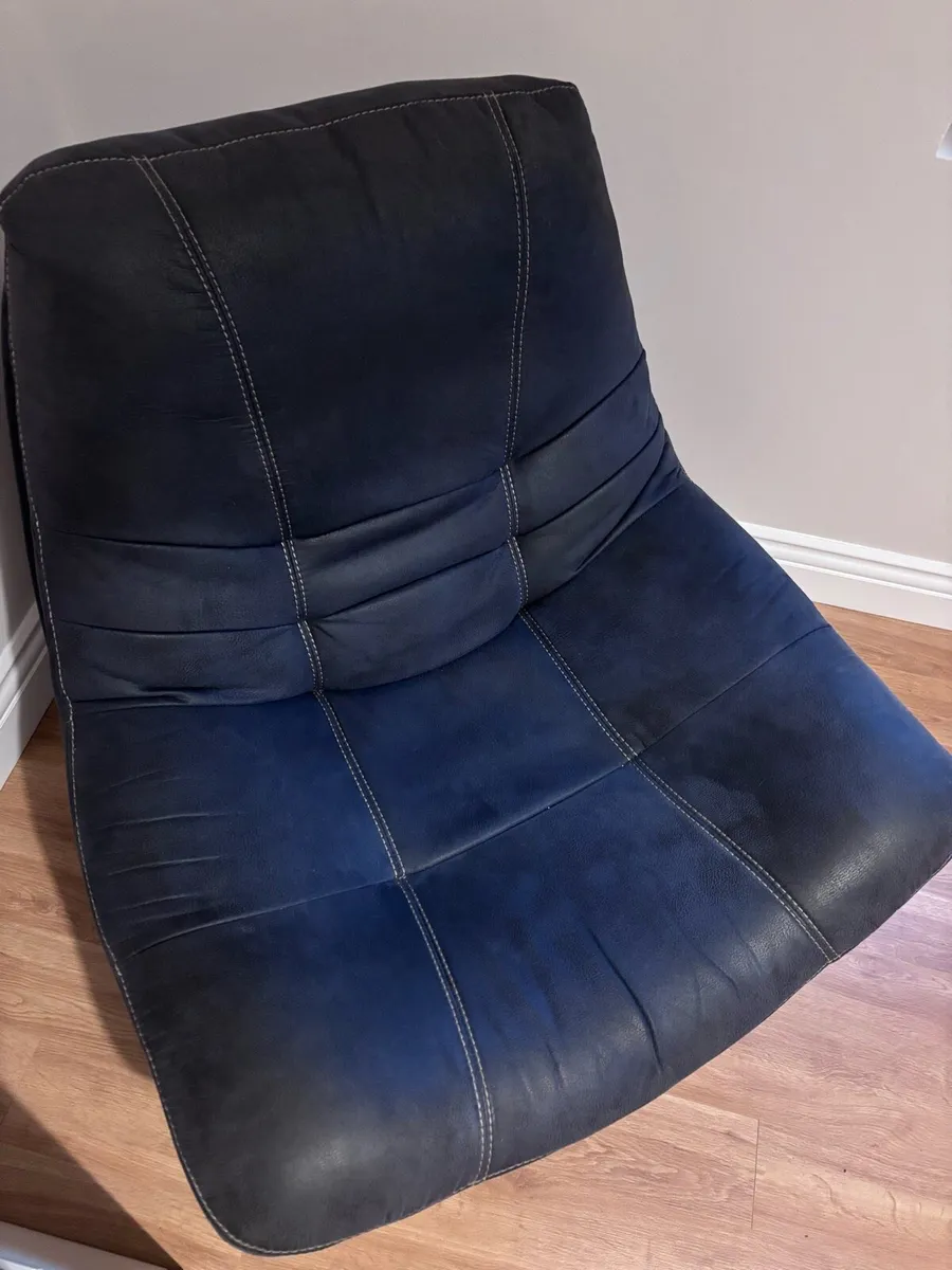 Navy swivel chair and footstool - Image 3