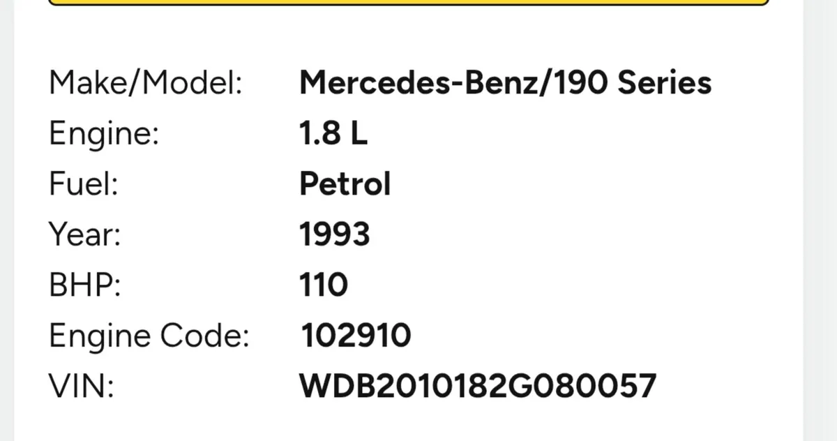 1993 Mercedes 190E 1.8 petrol engine and Gearbox - Image 3