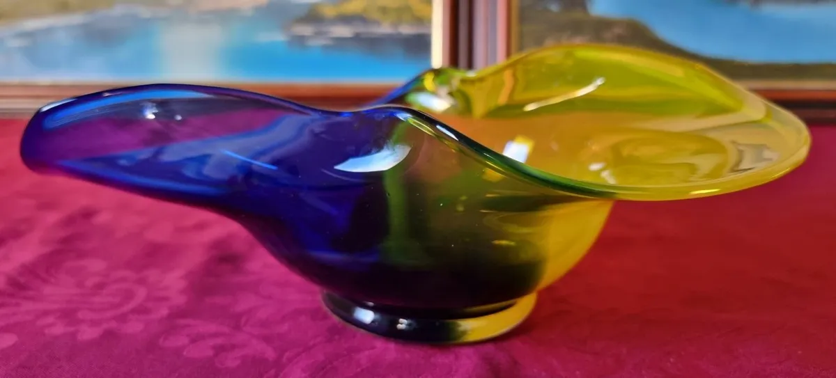 Murano Style Cobalt Blue & Yellow  Centerpiece Bow - Image 1