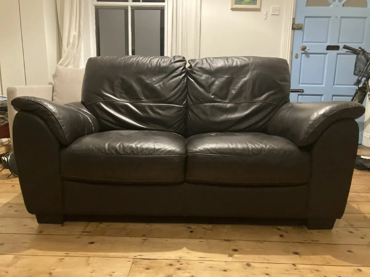 Leather Couch Sofa - Image 1