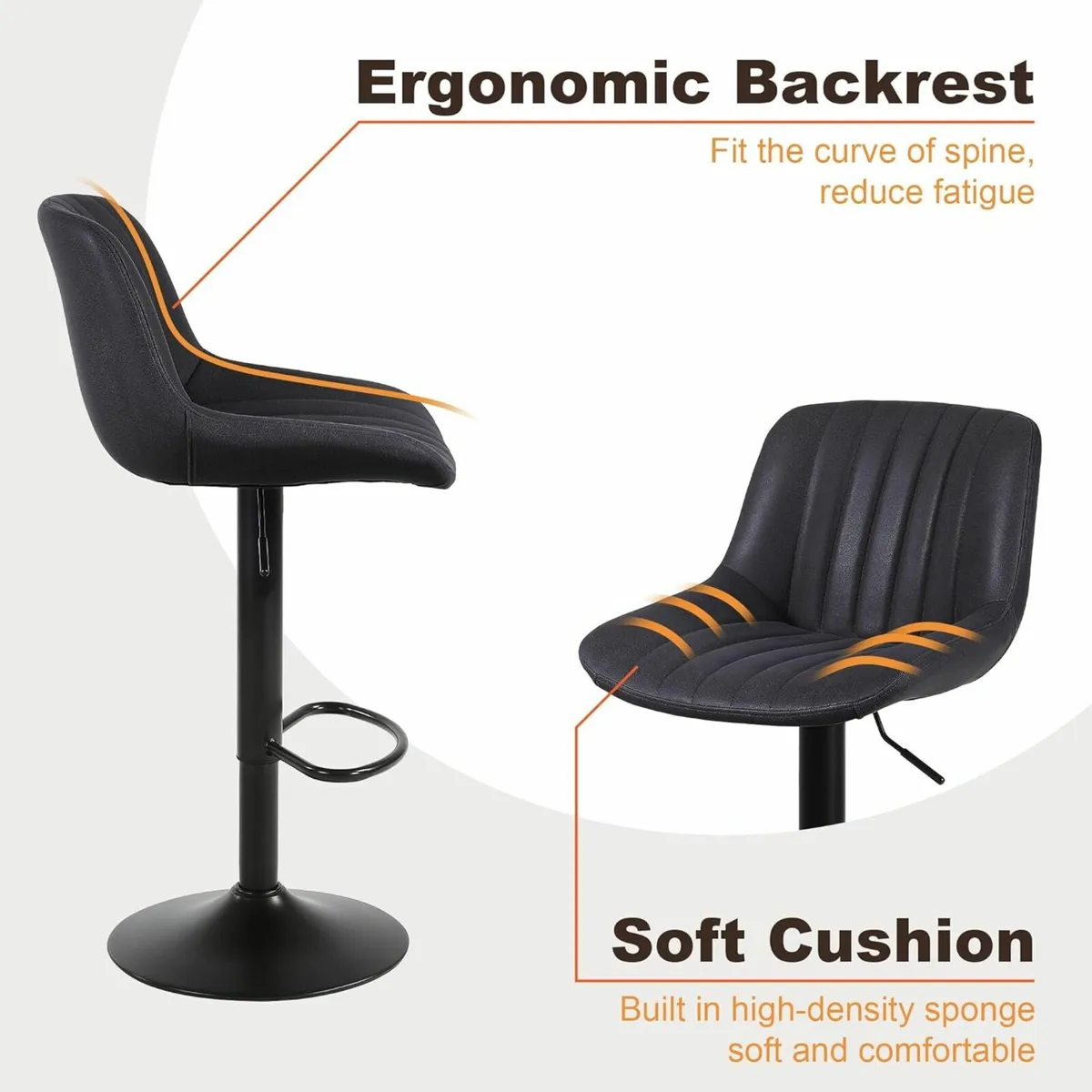 Bar Stools Set of 2, Swivel Counter Height Adjust - Image 4