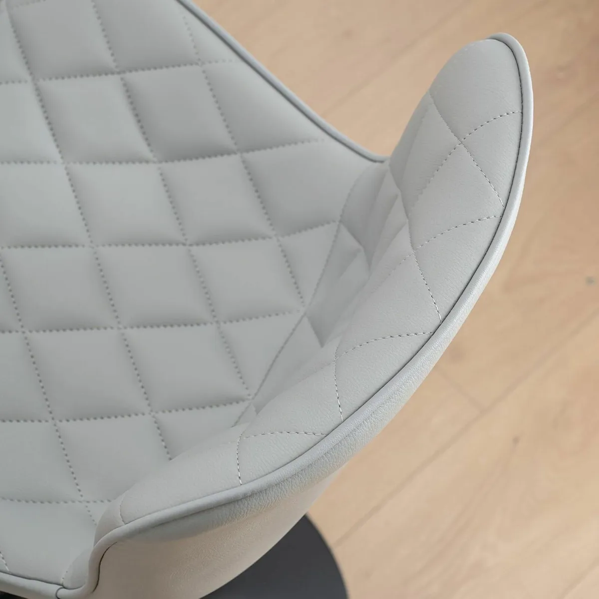 Set of 2 Gray Leather Barstools Adjustable - Image 3