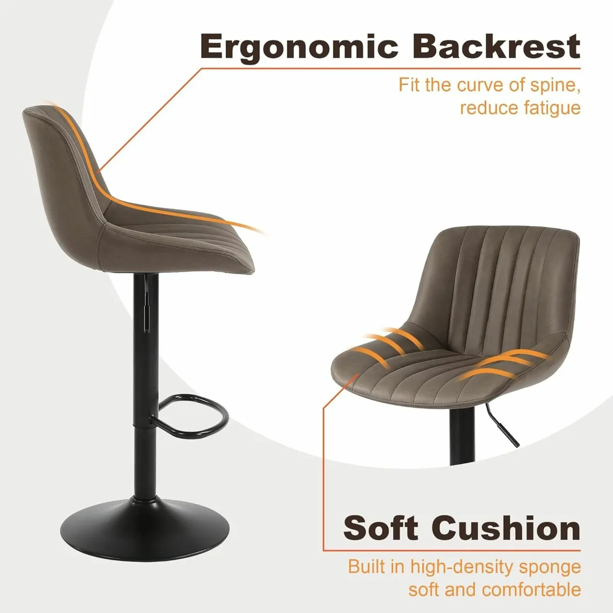 Set of 2, Bar Stools Swivel Counter Height - Image 2