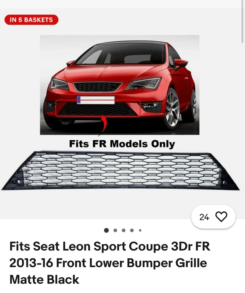Seat Leon Fr 2013-2016 front grille - Image 1