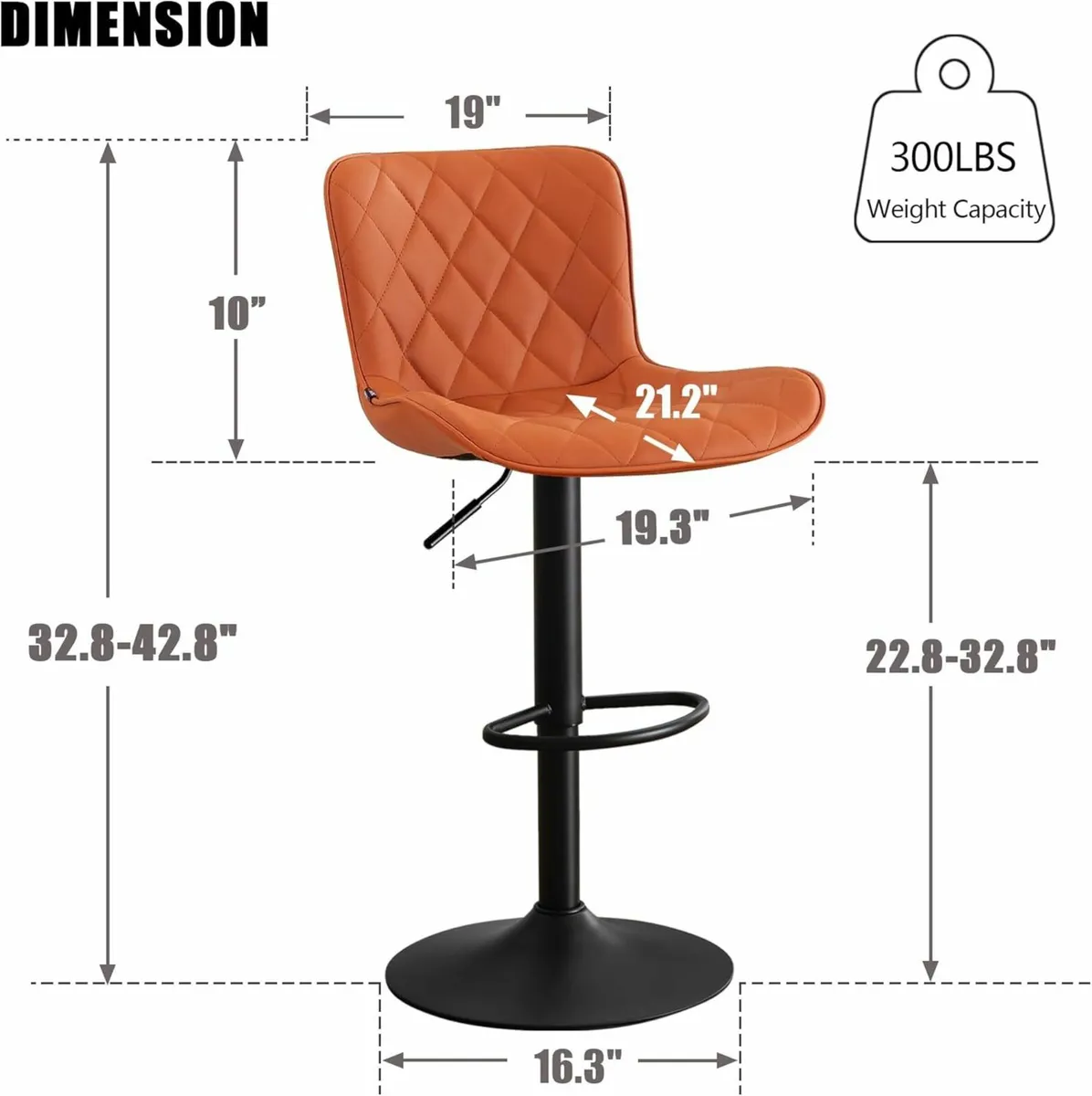 Bar Stools Set of 2 Swivel Adjustable Leather - Image 2