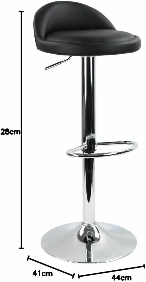 PU Leather Round Bar Stool Back Rest Adjustable - Image 3