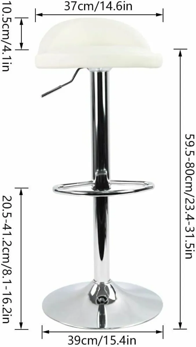 PU Leather Round Bar Stool Back Rest Adjustable - Image 3