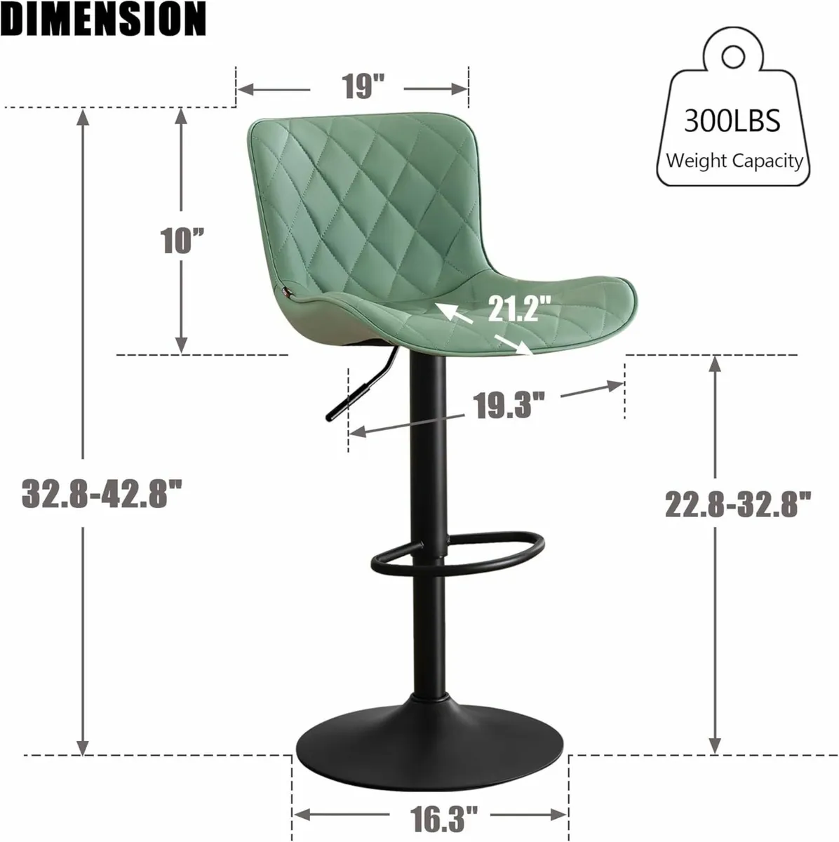 Bar Stools Set of 2 Swivel Barstools Leather - Image 2