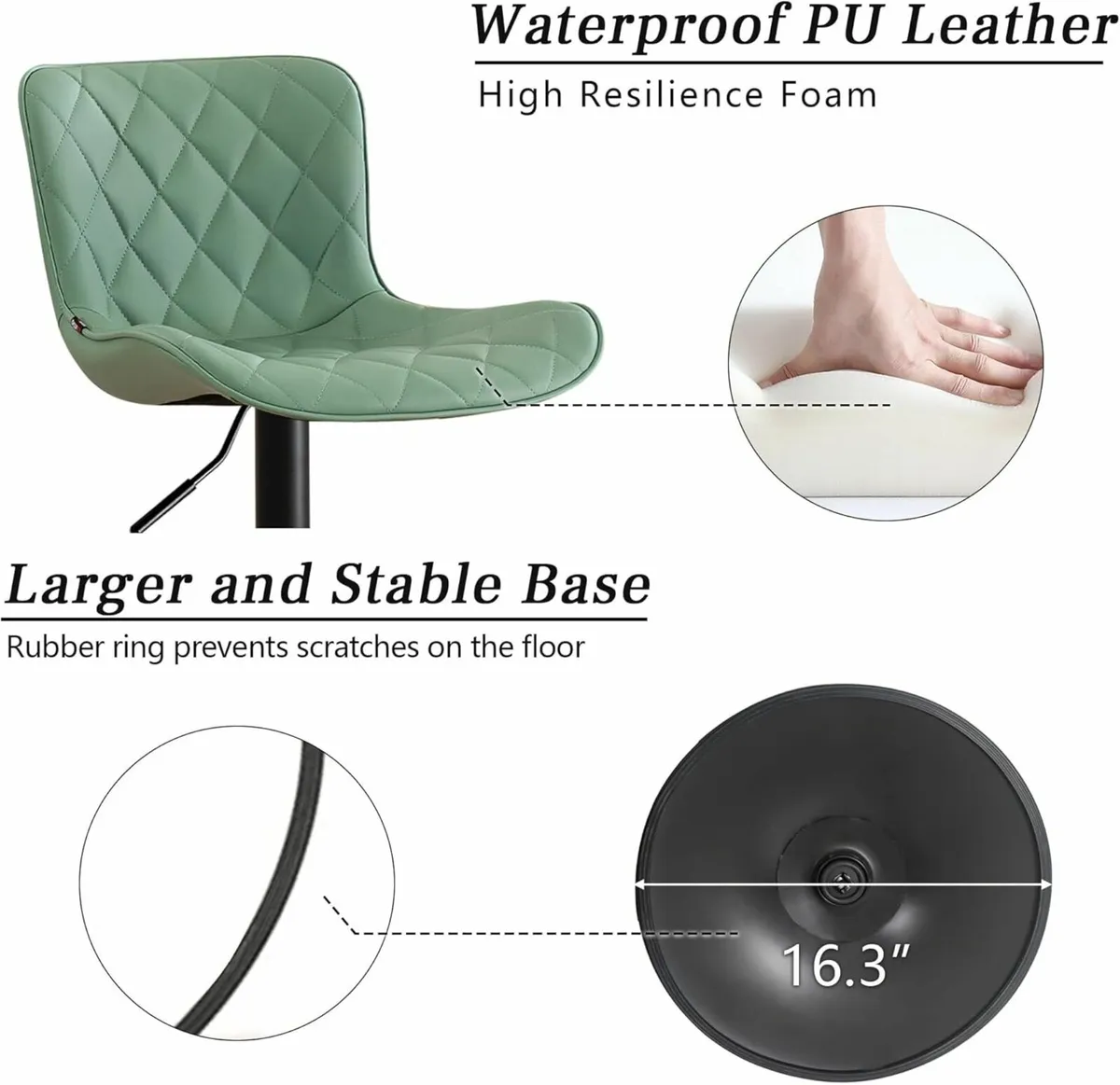 Bar Stools Set of 2 Swivel Barstools Leather - Image 4