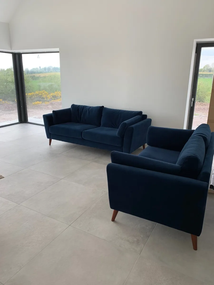 2 and 3 Seater Blue Navy Sofa