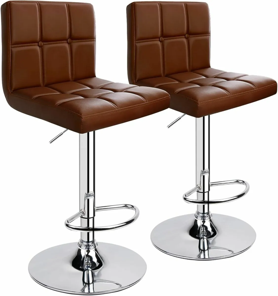 2 Set Adjustable Bar Chairs Breakfast Dining - Image 1