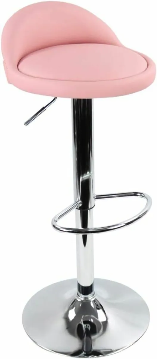 Round Bar Stool Back Rest Height Adjustable Pink - Image 4