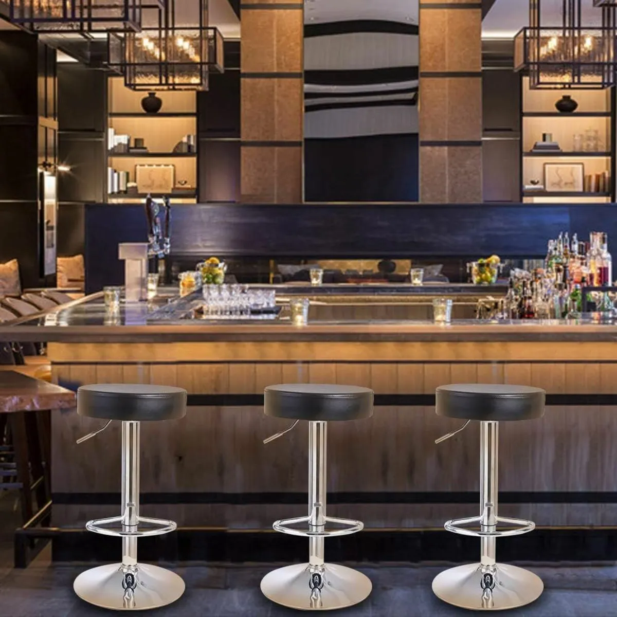 Round Bar Stool Footrest Height Adjust - Image 1