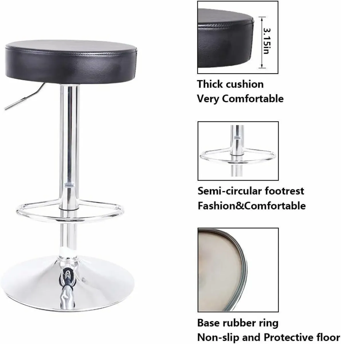 Round Bar Stool Footrest Height Adjust - Image 4