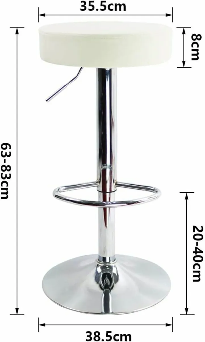 Round Bar Stool PU Leather Footrest Adjustable - Image 3
