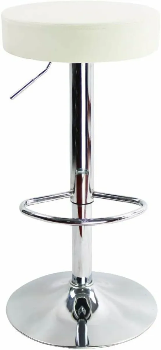 Round Bar Stool PU Leather Footrest Adjustable - Image 4
