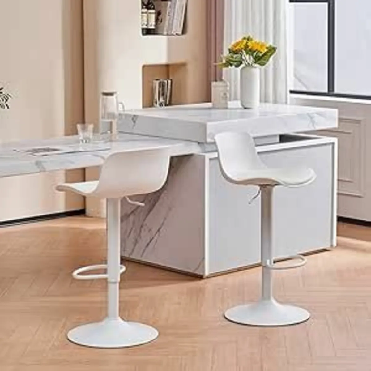 Bar Stools Set of 2 Adjustable Height Kitchen - Image 2