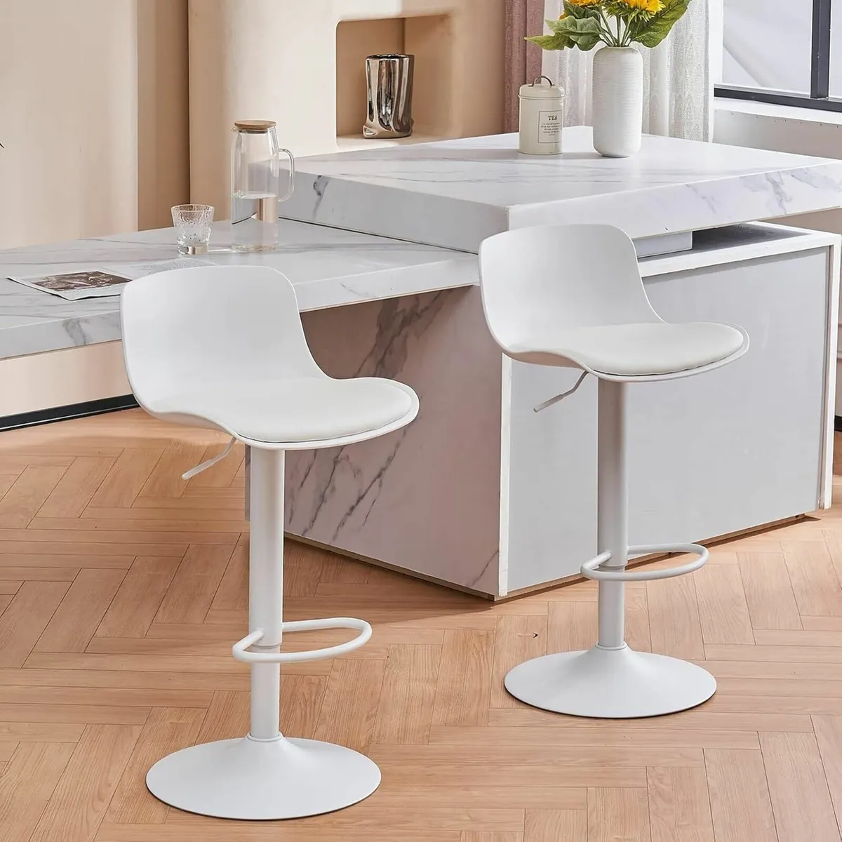 Bar Stools Set of 2 Adjustable Height Kitchen - Image 1
