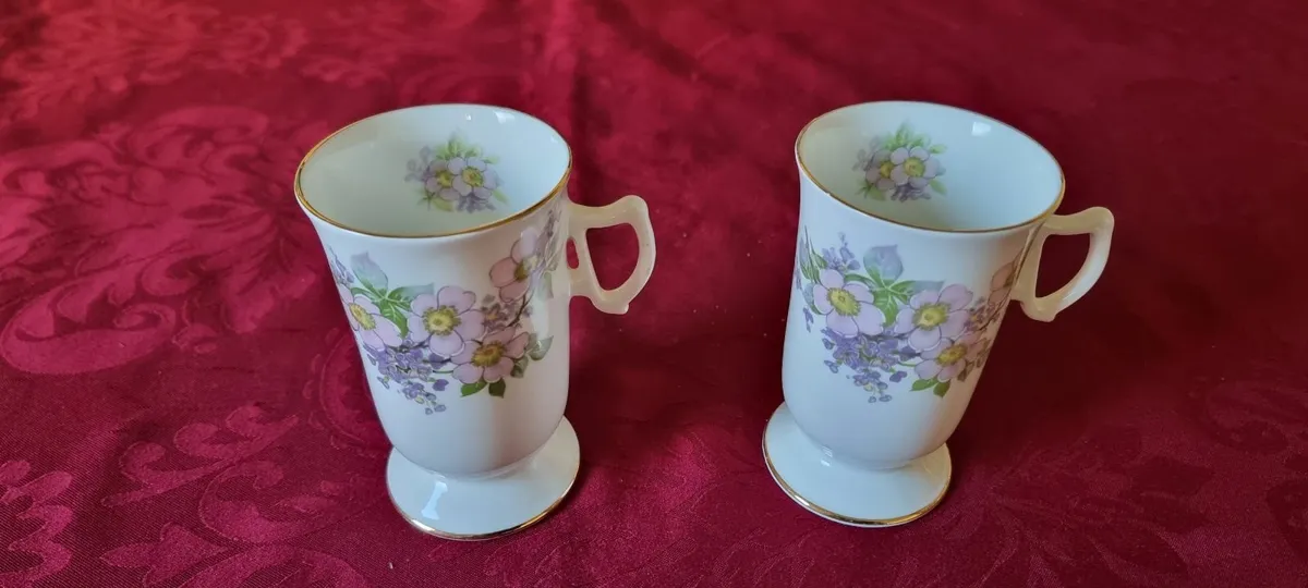 2Pc.Royal Tara IrishBlossoms BoneChina Footed Mugs - Image 1