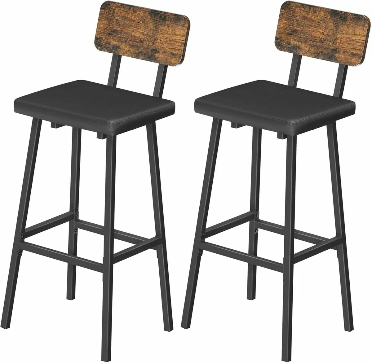 Set of 2, PU Upholstered Breakfast Bar Stools - Image 1
