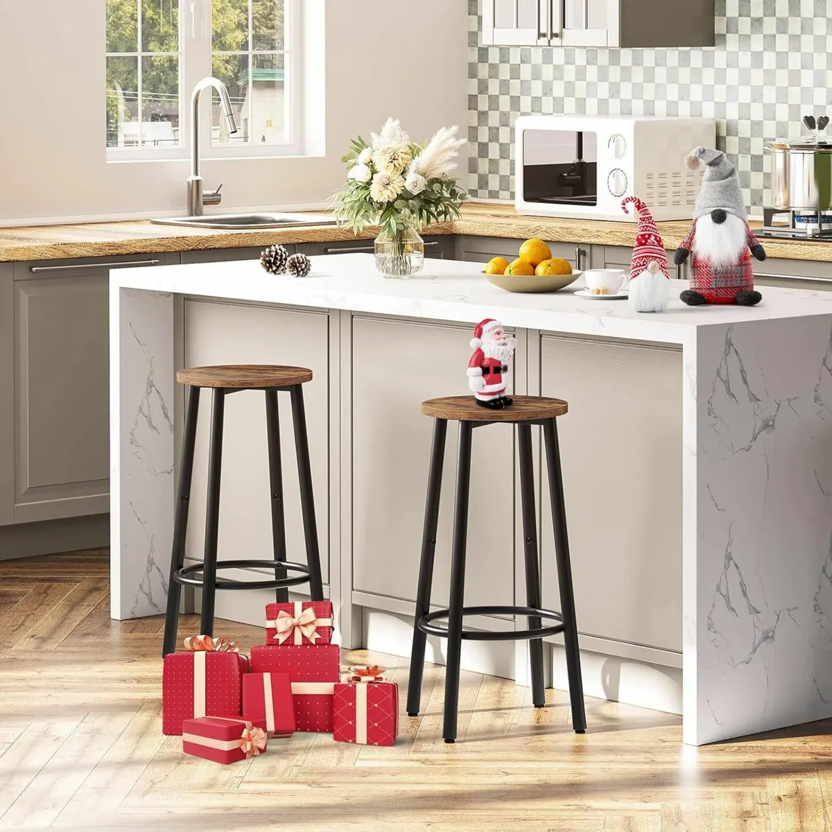 Set of 2, Breakfast Round Bar Chairs Dining Room - Image 4