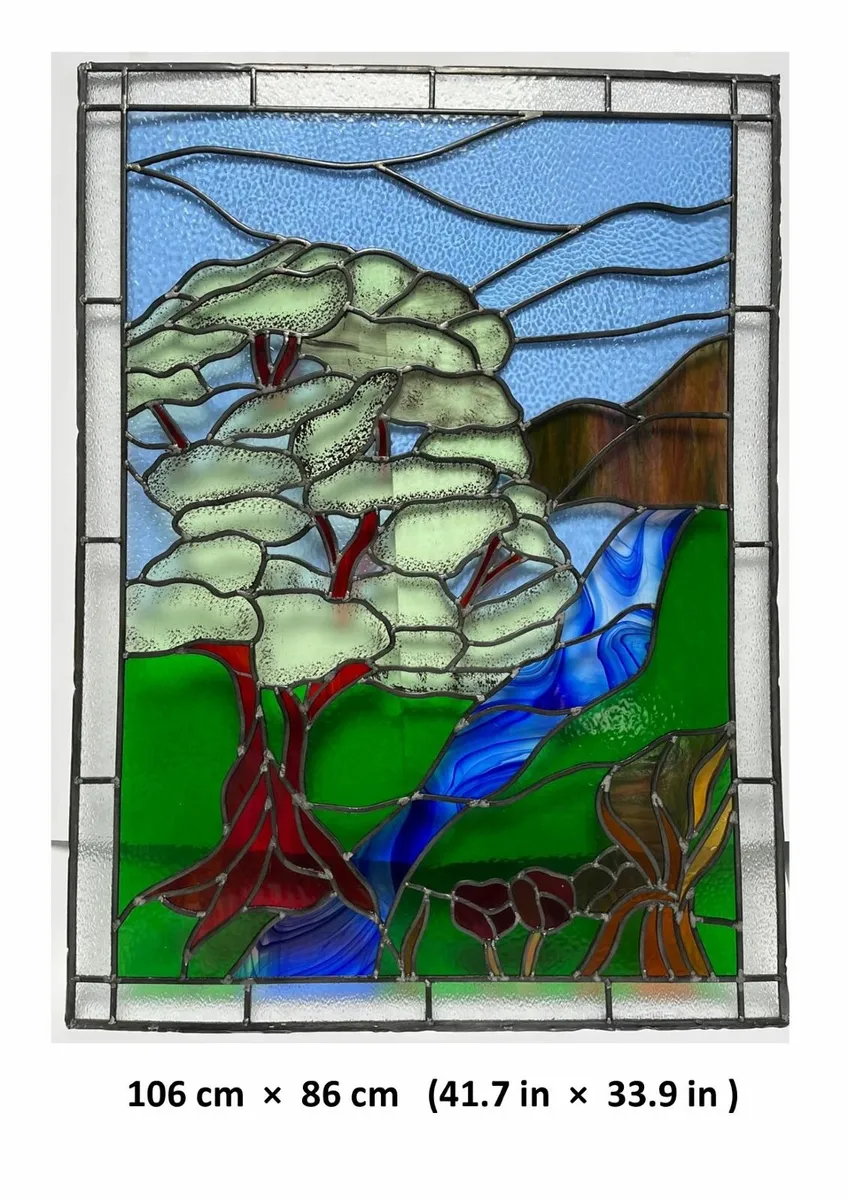Stained Glass Scene - Arts & Crafts Style - Image 1