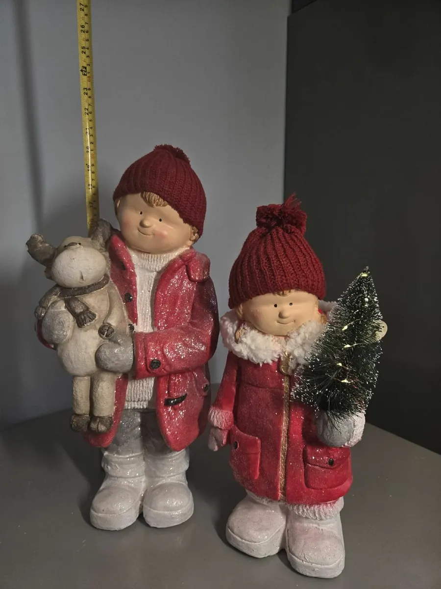 Adorable Christmas Figurine Set  Lovely pair of fe - Image 1