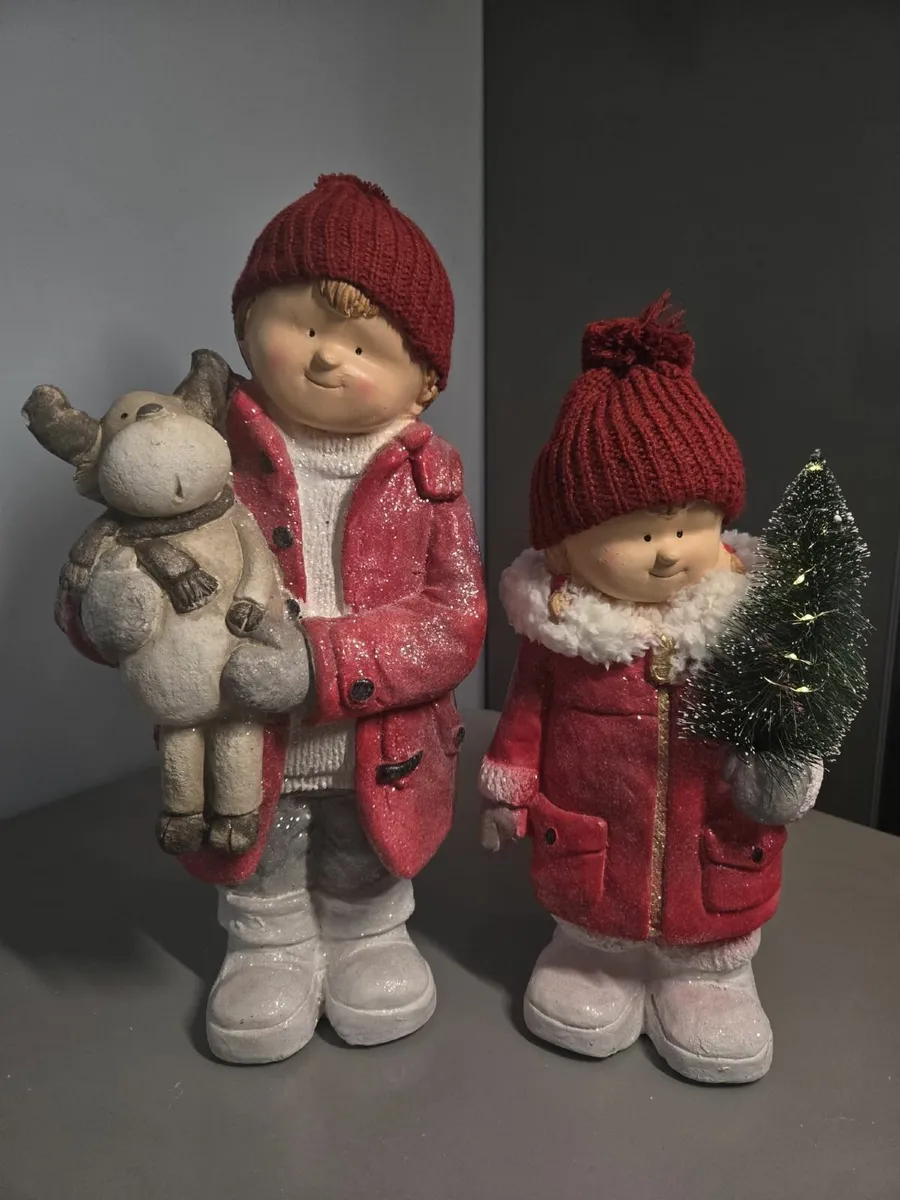 Adorable Christmas Figurine Set  Lovely pair of fe - Image 2