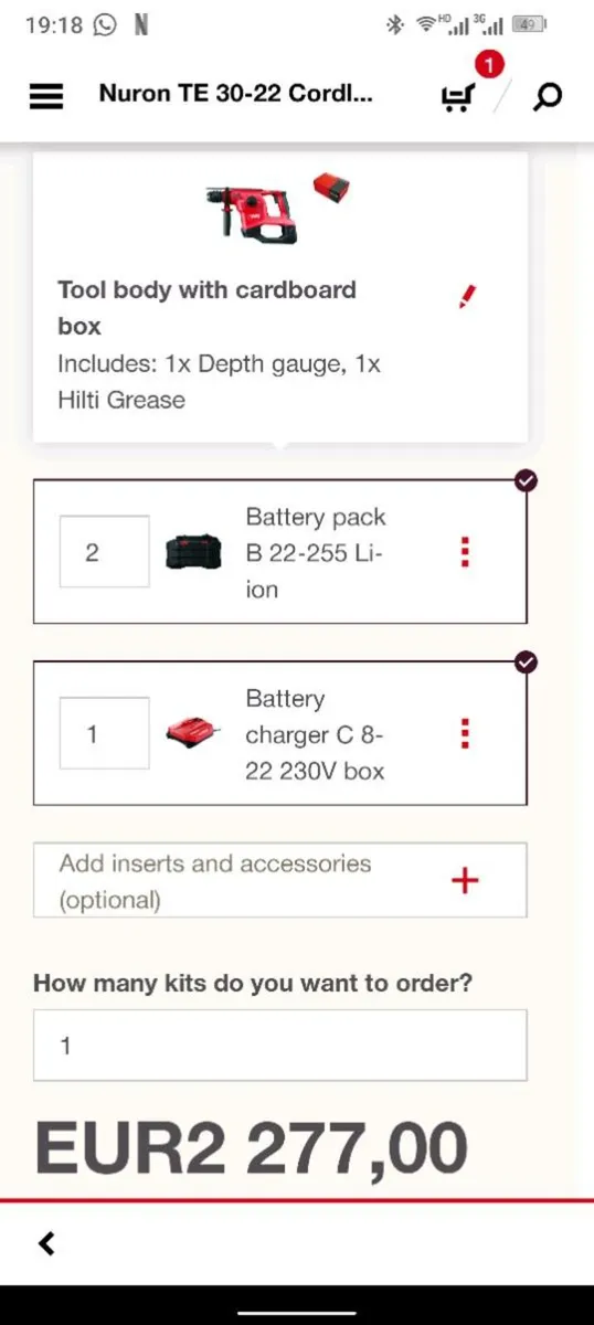 Hilti SDS hammer drill Te 30 2 batteries 12Ah - Image 2