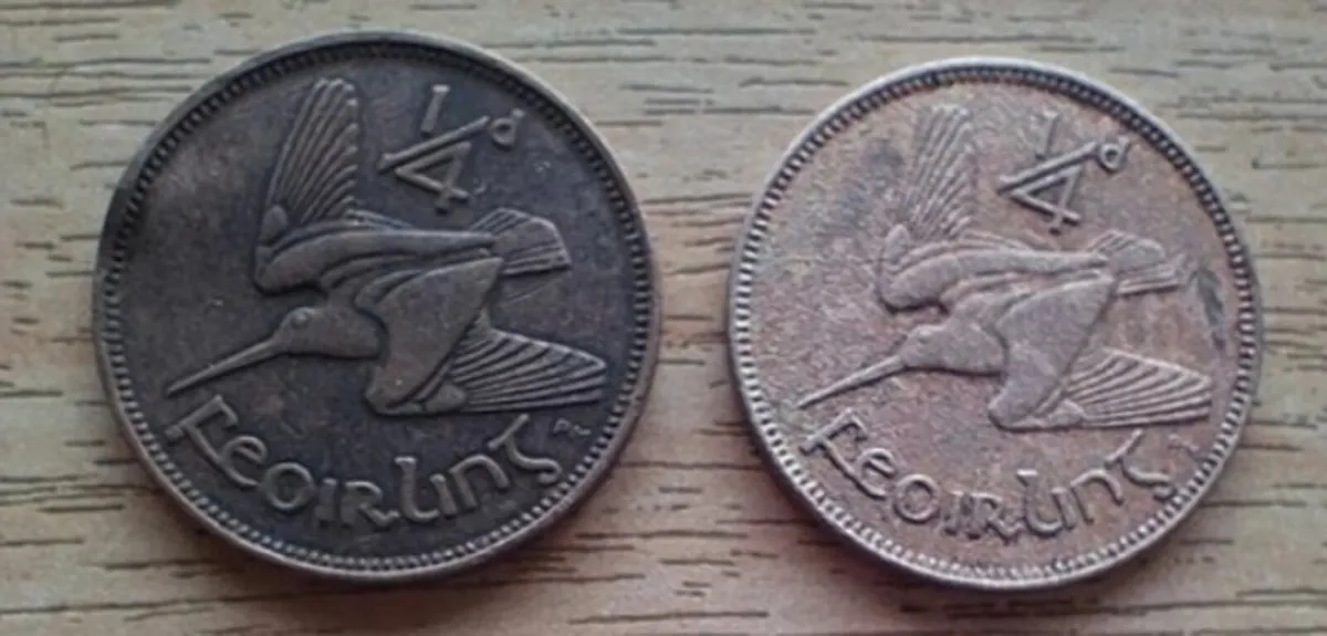 2 IRISH FARTHING COINS .1/4D..1935.& 1939... - Image 2