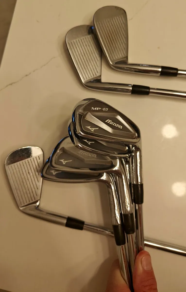 Mizuno MP63 Irons 4-PW KBS Tour Stiff shafts stand - Image 1