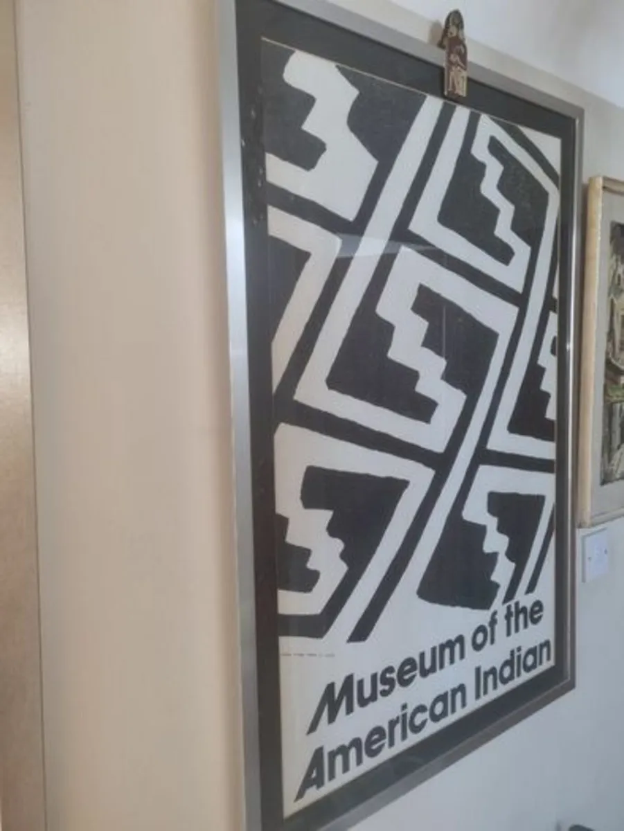 Large vintage framed art poster Museum of Indian - Image 2