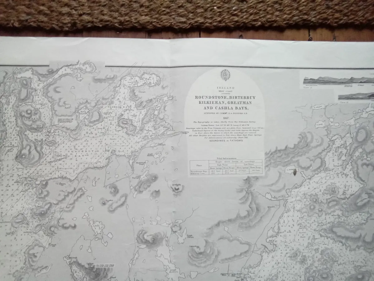 VINTAGE   ADMIRALT   CHART  OF ROUNDSTONE  AREA. - Image 4