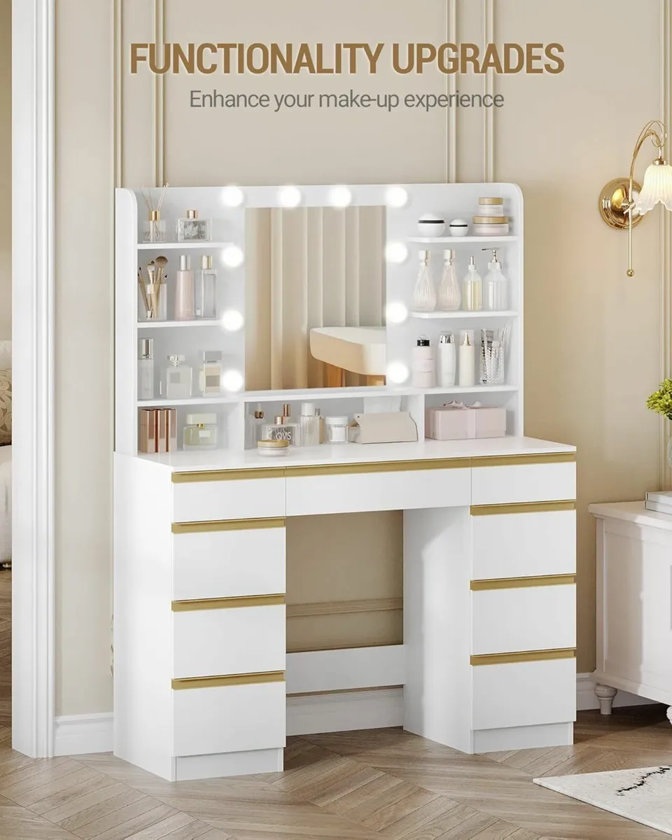 Large Dressing Table with LED Lighting, 10 LED Li - Image 1