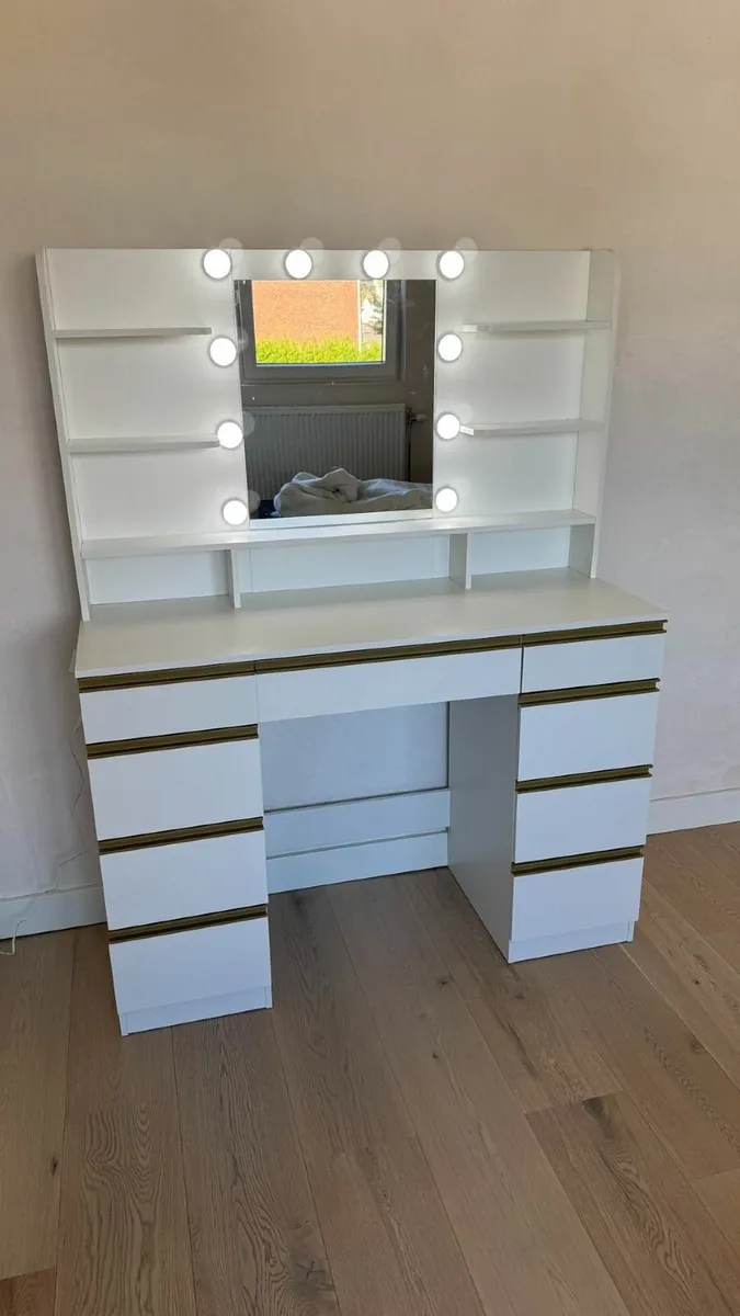 Large Dressing Table with LED Lighting, 10 LED Li - Image 4