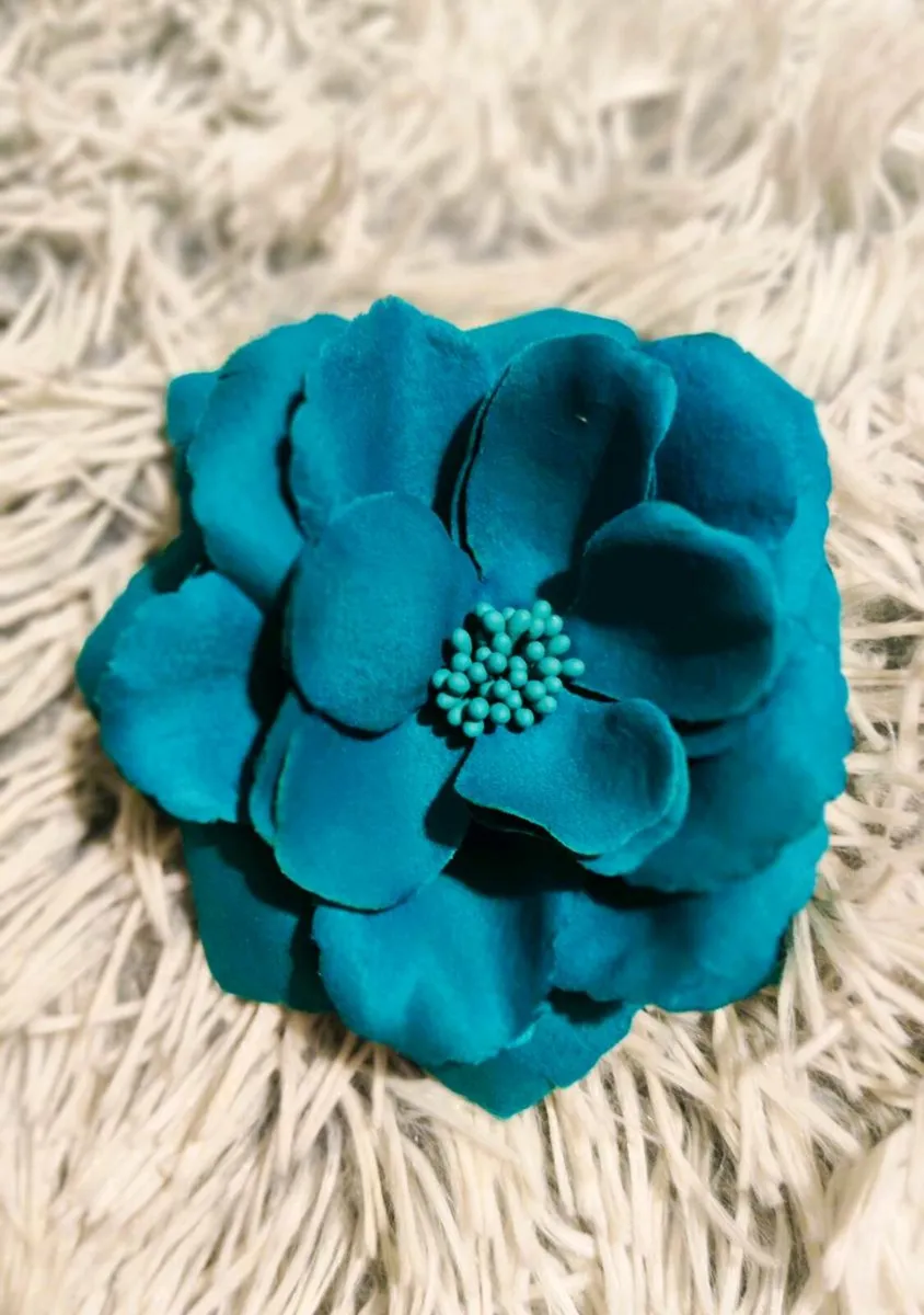 🌊 Teal or Blue Flower Hair Clip – Bold, Soft & Ve - Image 1