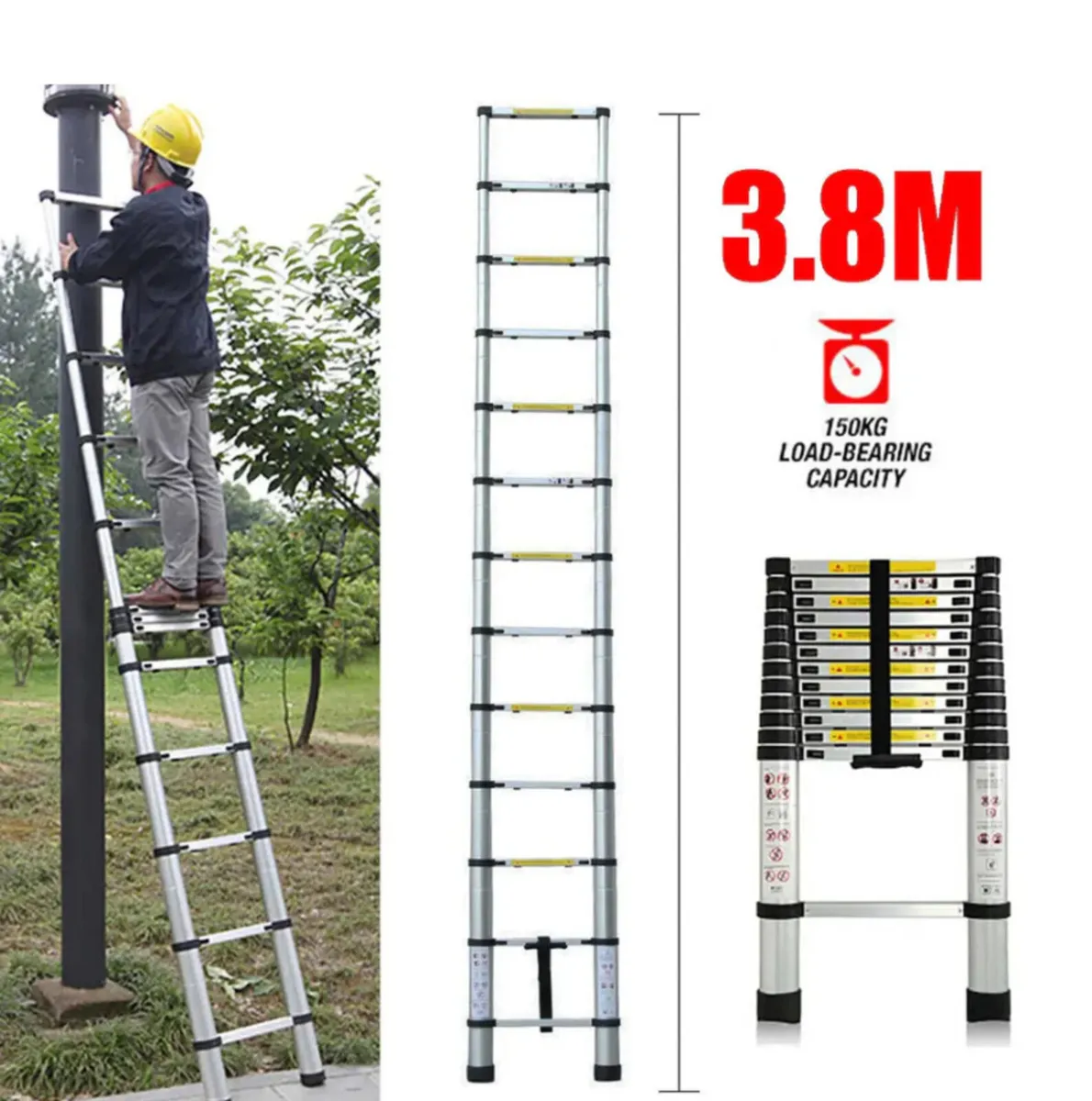 3.8m Metre Telescopic Ladder 12.5ft - Image 1