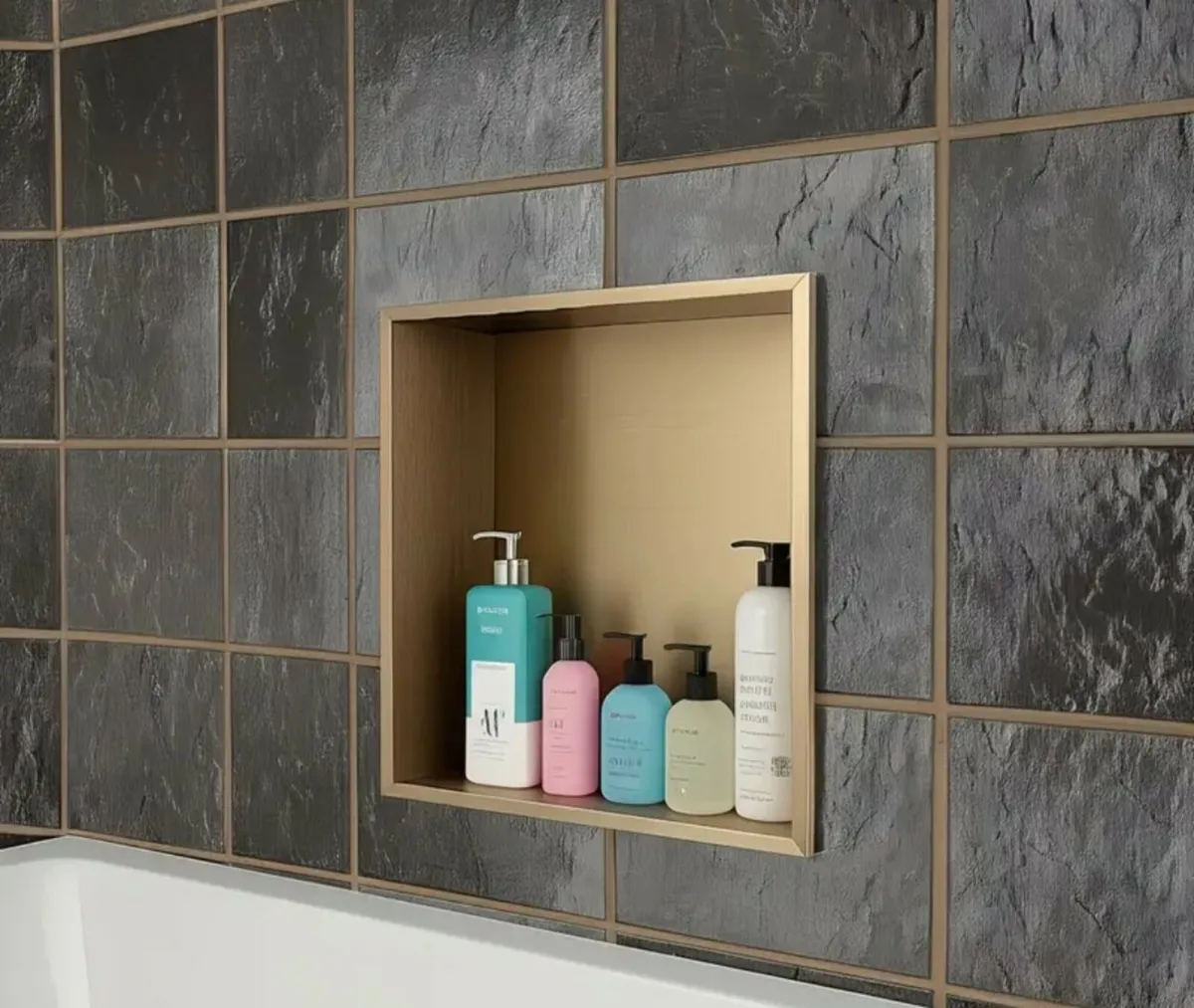 Gold bathroom niche steel x 2 - Image 1