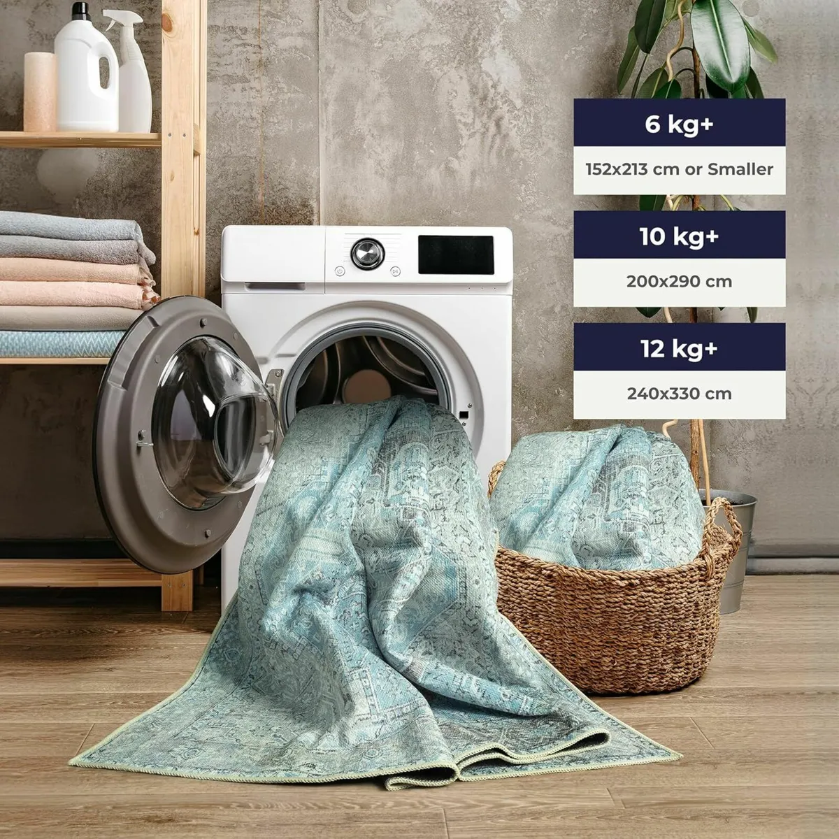 Machine Washable Rug 152x213cm Cotton Blue - Image 3